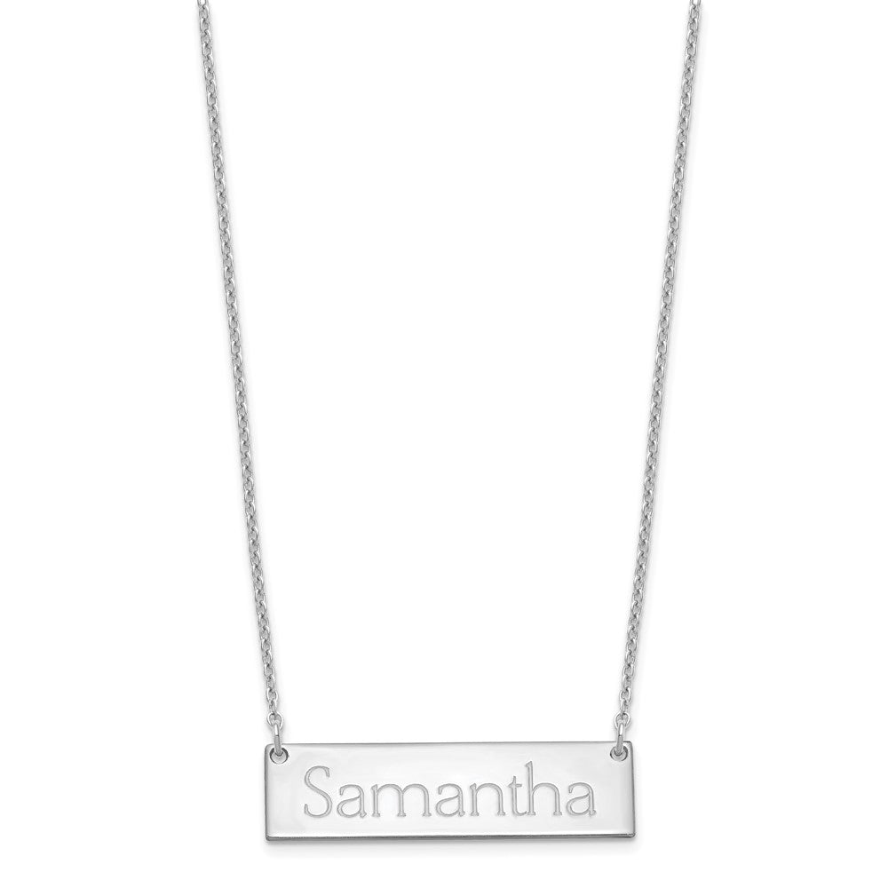 Sterling Silver/Rhodium-plated Small Name Bar Necklace