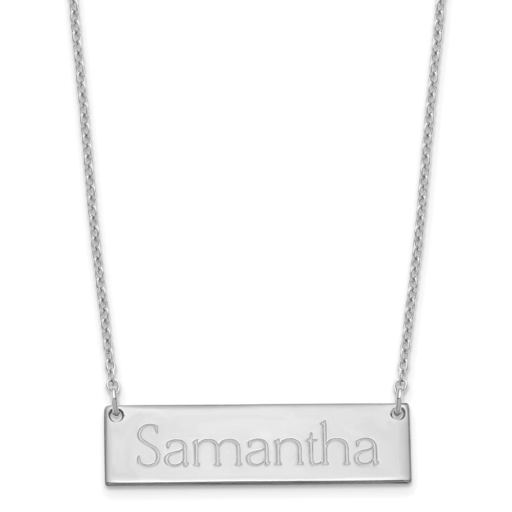 Sterling Silver/Rhodium-plated Small Name Bar Necklace