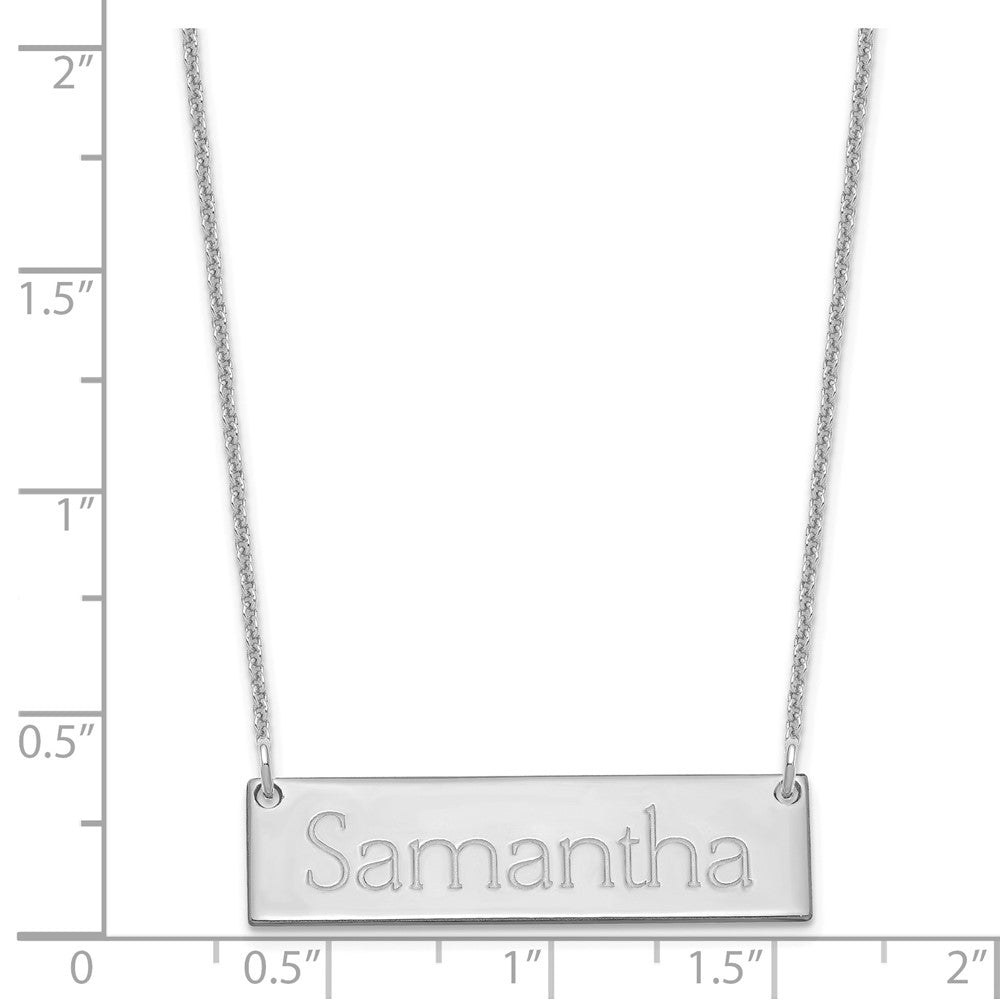 10k White Gold Small Name Bar Necklace