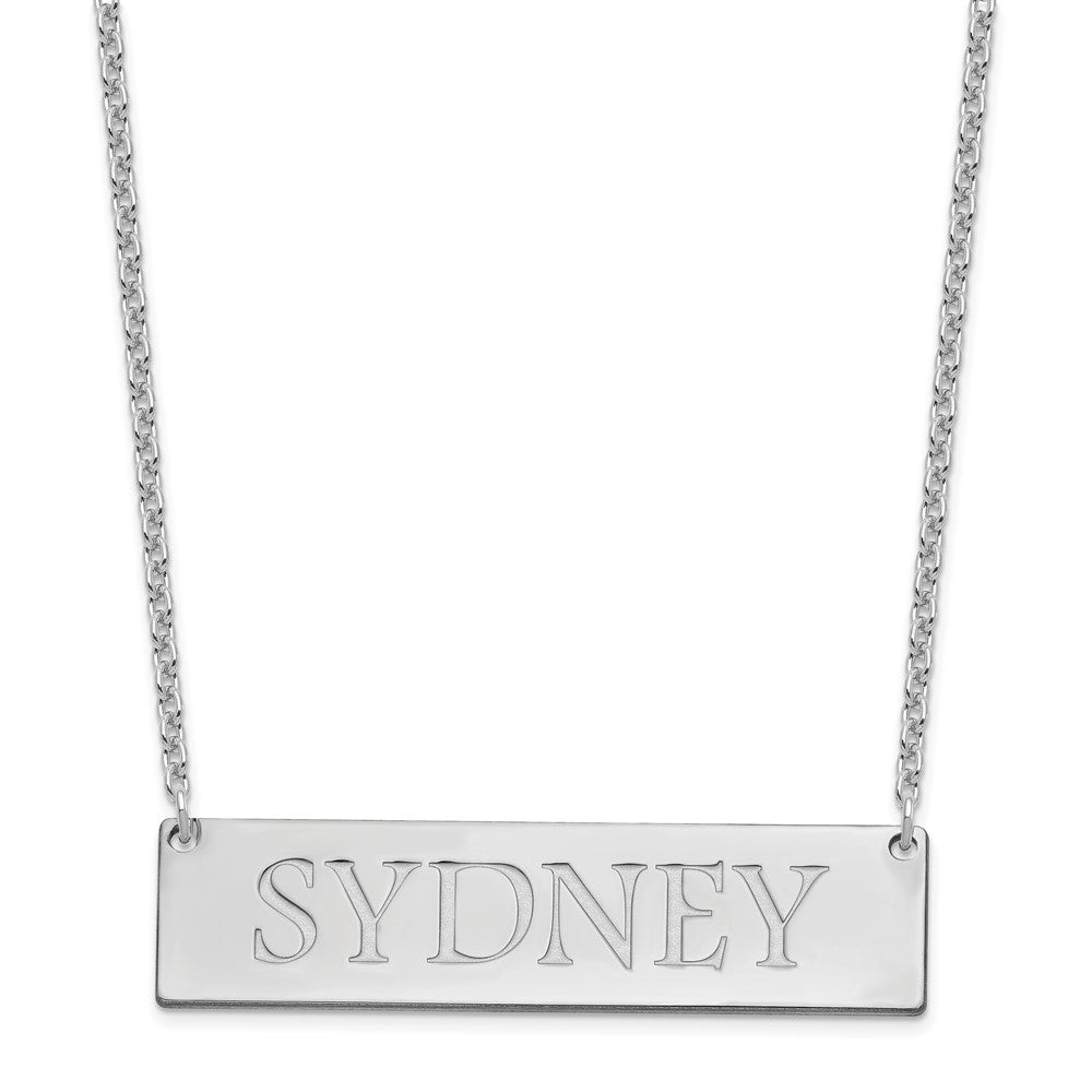 Sterling Silver/Rhodium-plated Large Name Bar Necklace