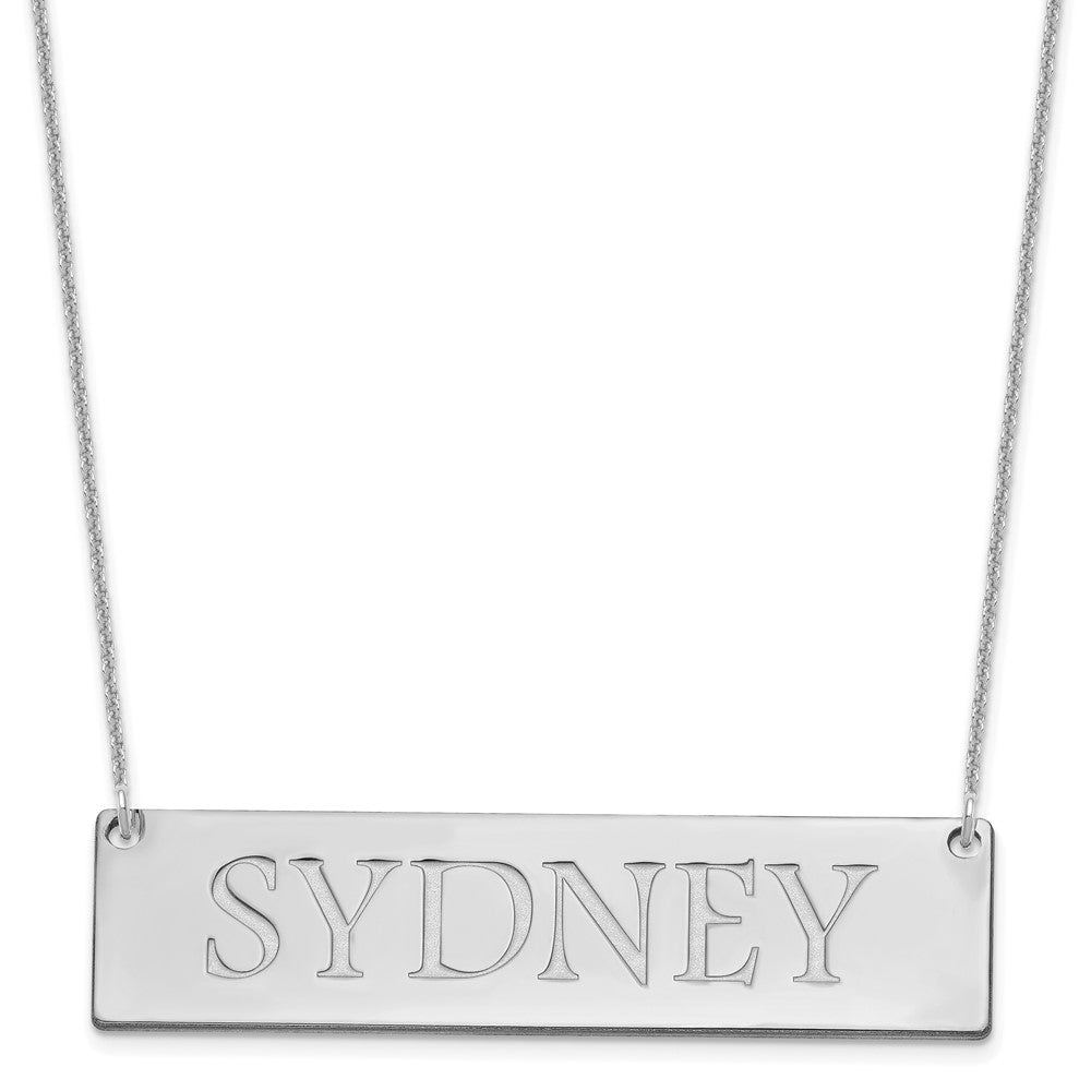 10k White Gold Large Name Bar Necklace