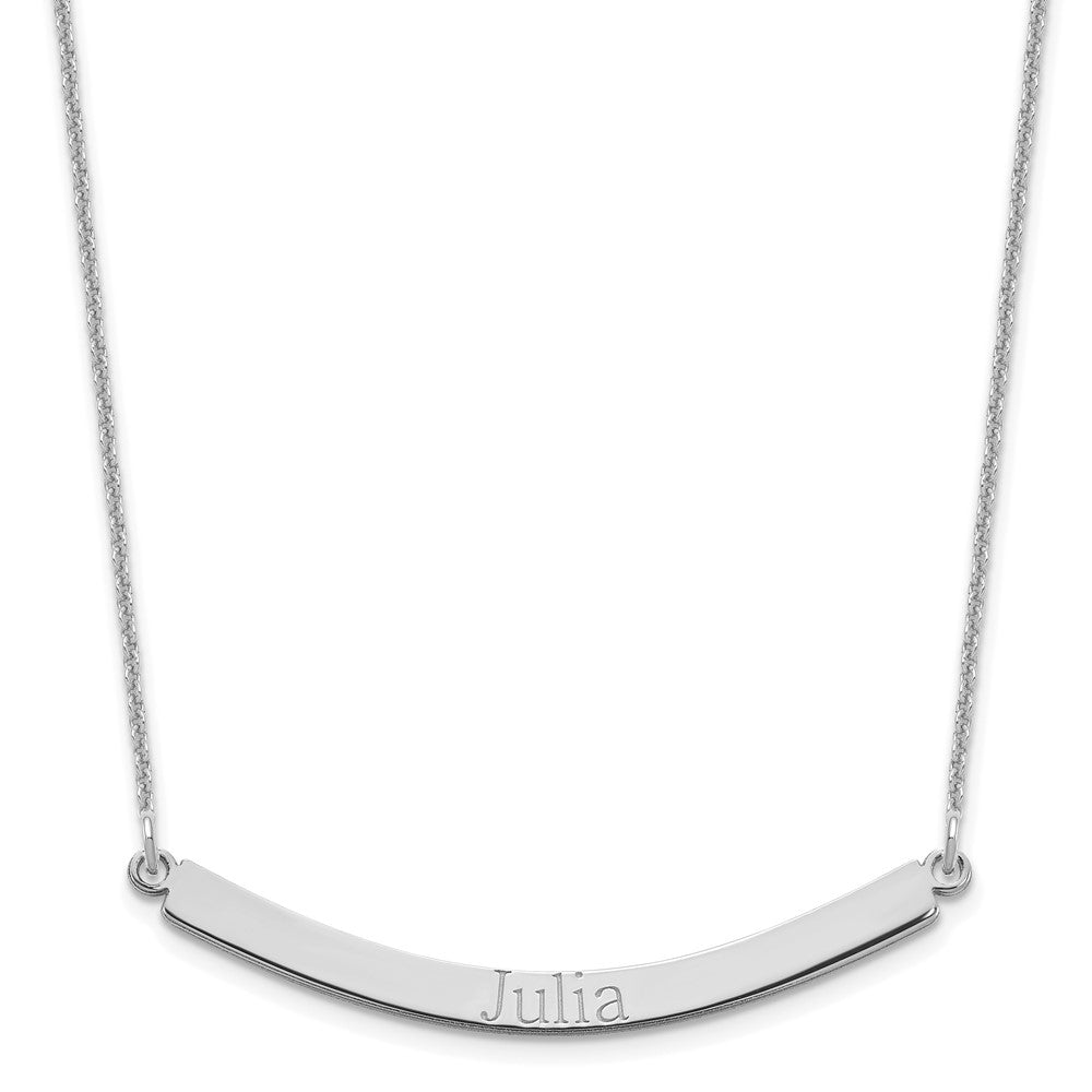 14k White Gold Curved Bar Necklace