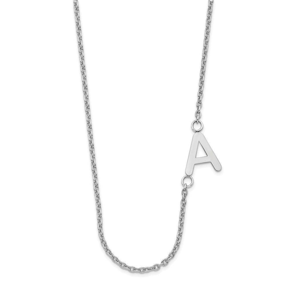 Sterling Silver/Rhodium-plated Small Offset Initial Necklace