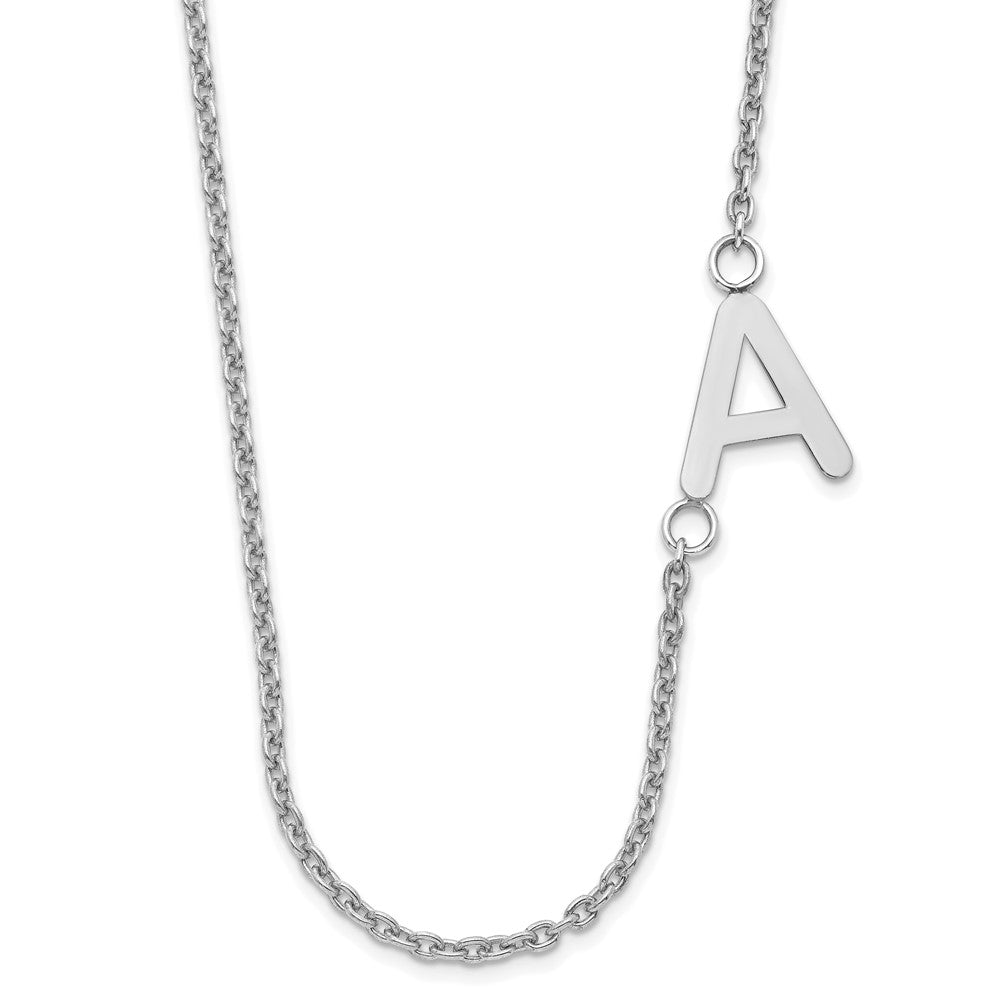 Sterling Silver/Rhodium-plated Small Offset Initial Necklace