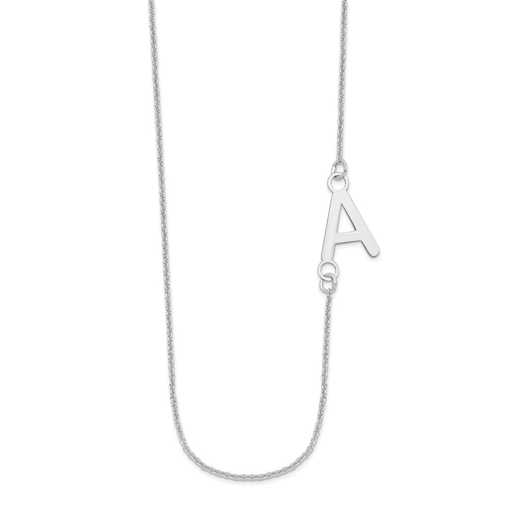 14k White Gold Small Offset Initial Necklace