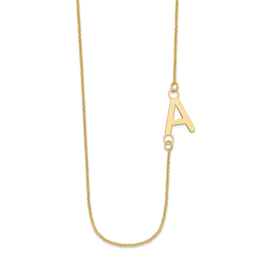 14k Yellow Gold Small Offset Initial Necklace