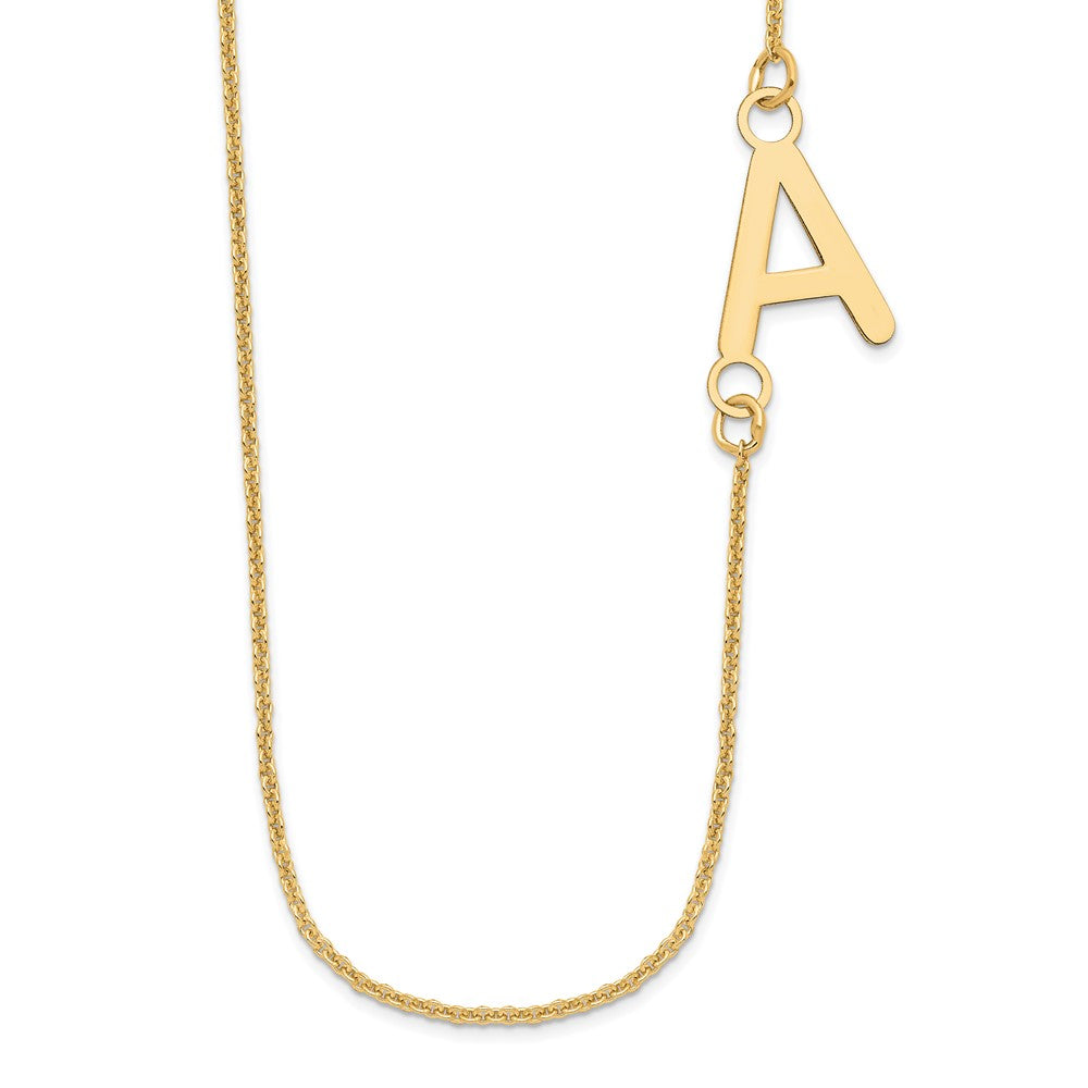 14k Yellow Gold Small Offset Initial Necklace