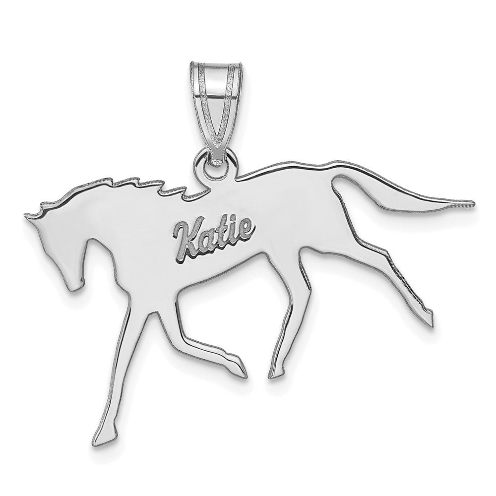 10k White Gold Horse with Name Pendant