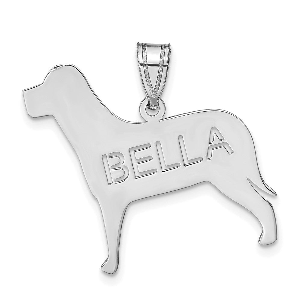 Sterling Silver/Rhodium-plated Dog with Cut-out Name Pendant