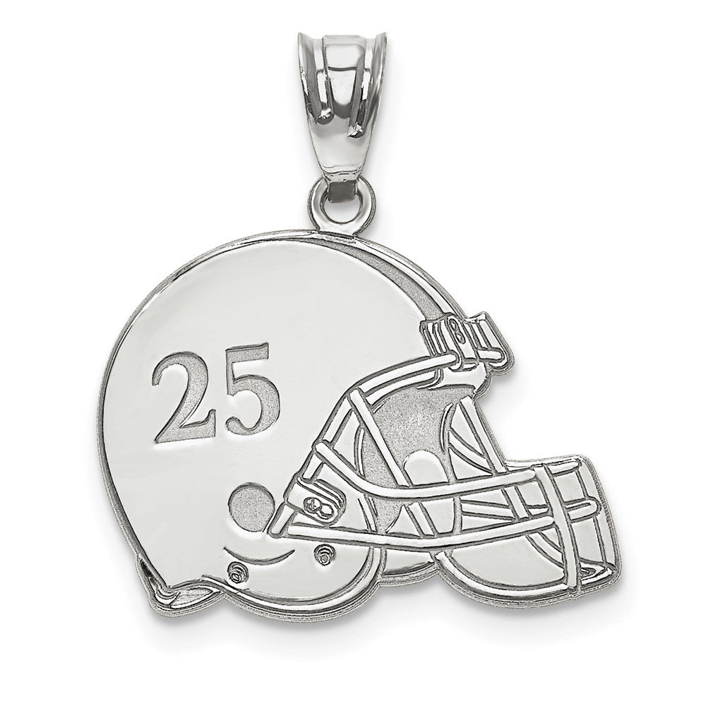 14k White Gold Personalized Football Helmet Pendant