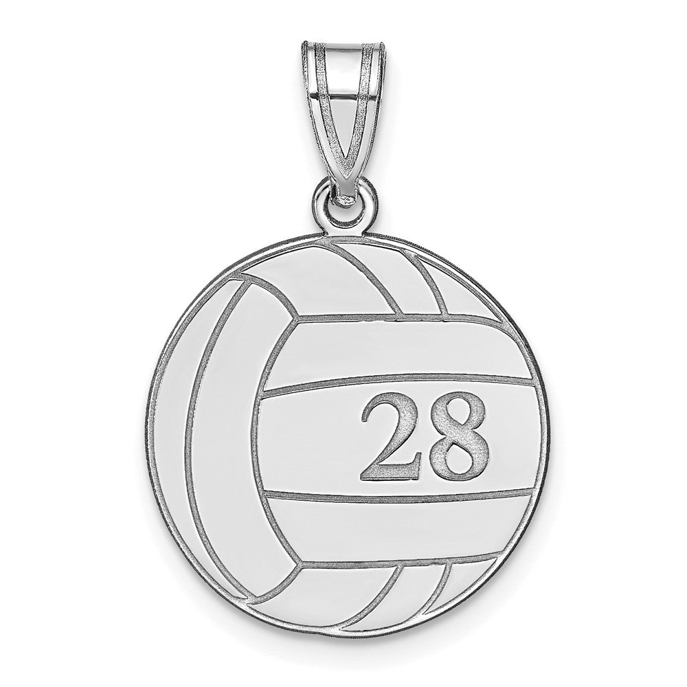 Sterling Silver/Rhodium-plated Personalized Volleyball Pendant