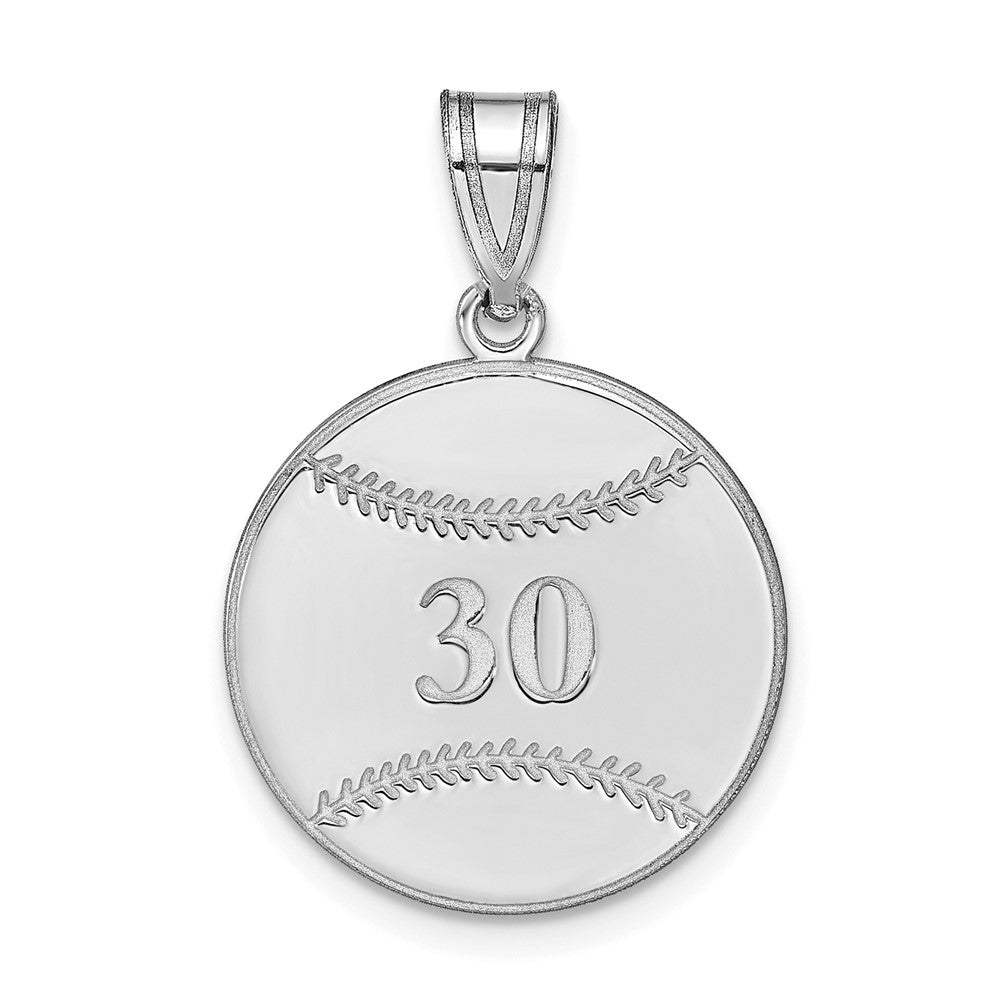 Sterling Silver/Rhodium-plated Personalized Baseball Pendant