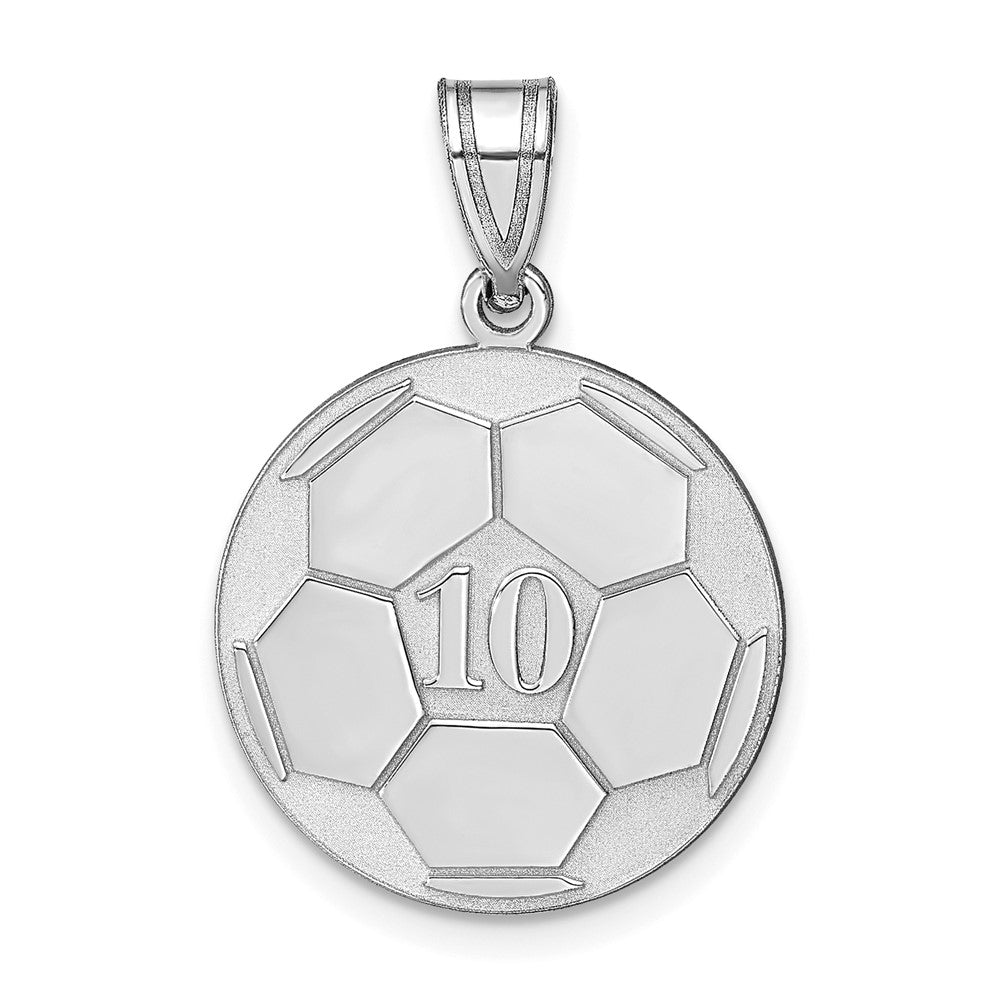 Sterling Silver/Rhodium-plated Personalized Soccer Pendant