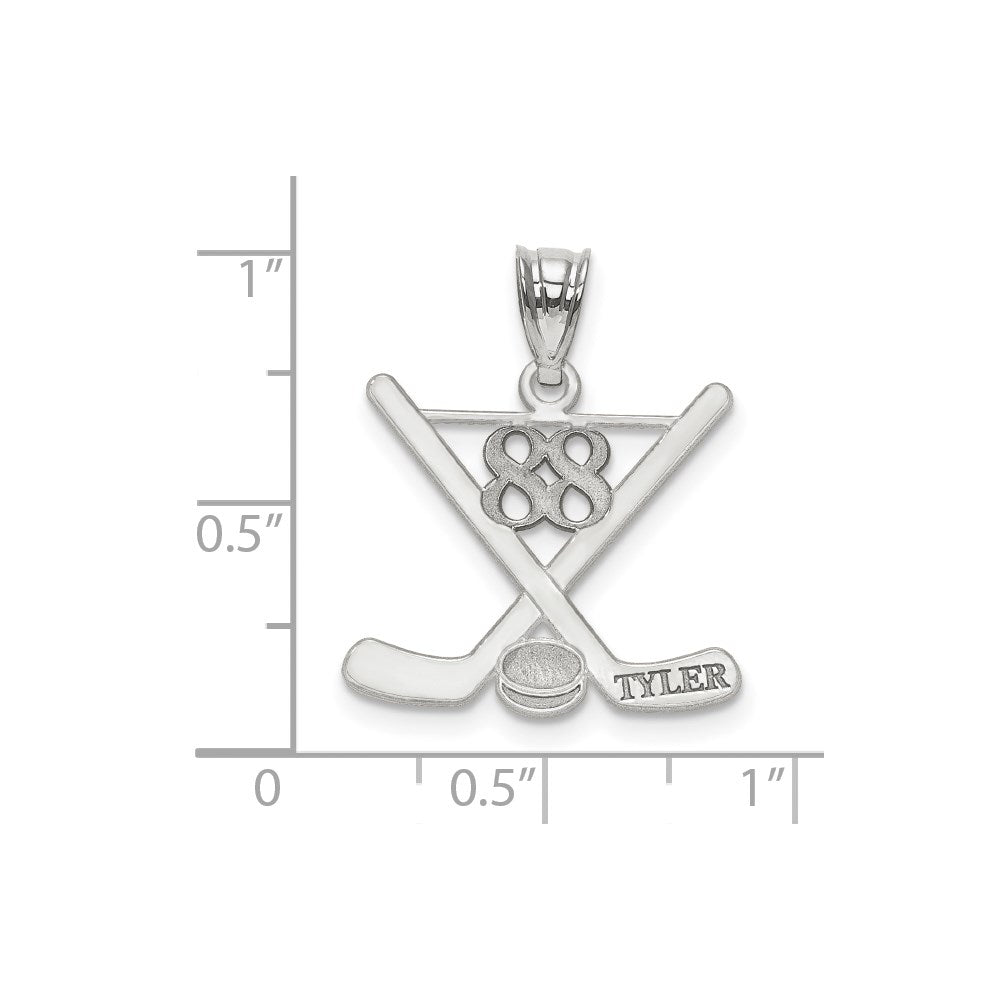 Sterling Silver/Rhodium-plated Personalized Hockey Pendant