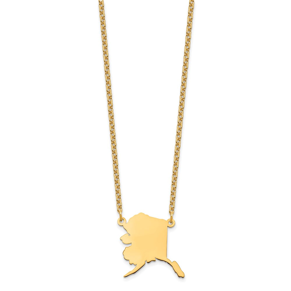 Sterling Silver/Gold-plated Alaska State Necklace