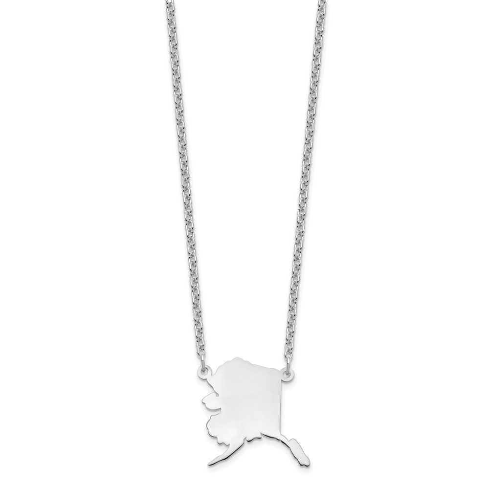 Sterling Silver/Rhodium-plated Alaska State Necklace