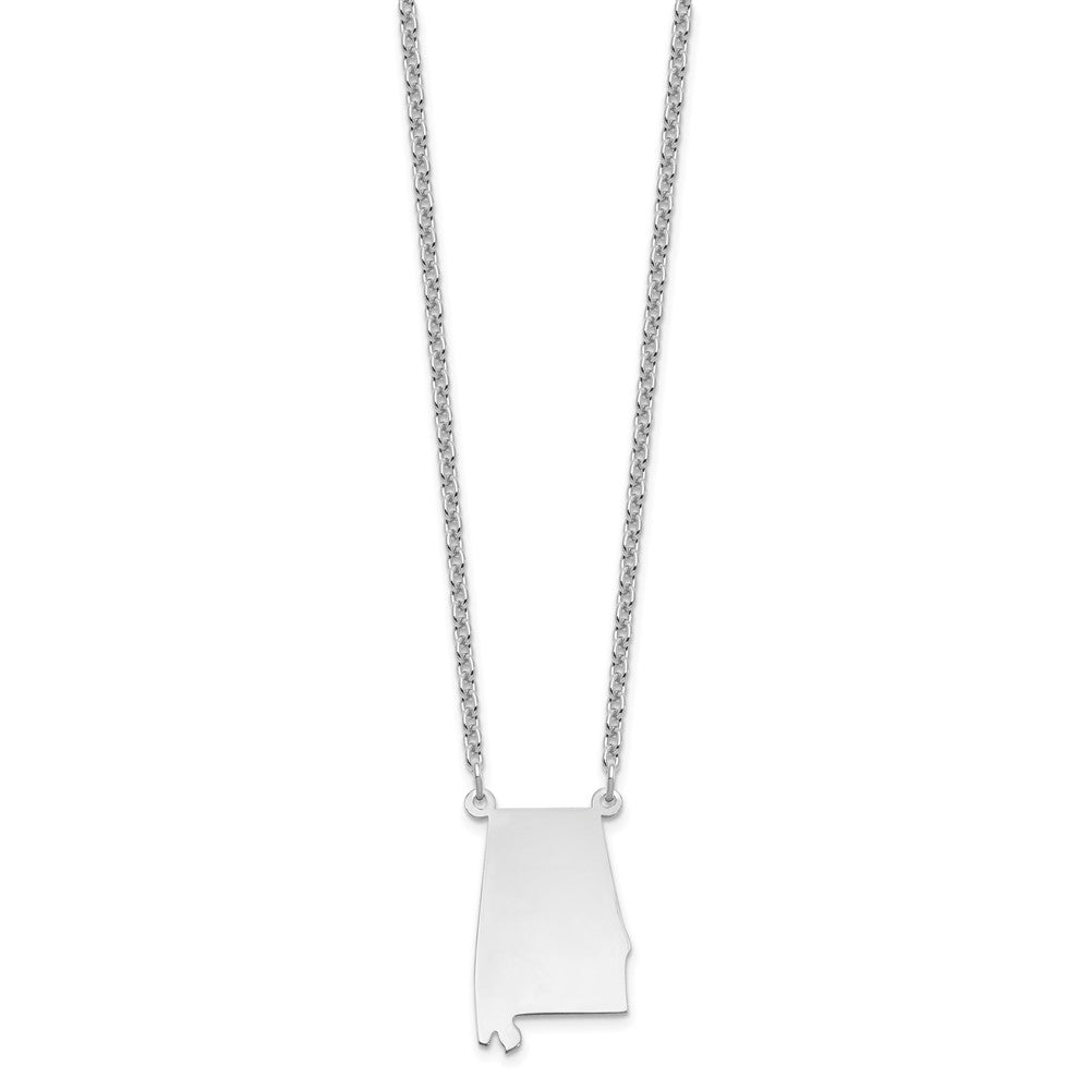 Sterling Silver/Rhodium-plated Alabama State Necklace