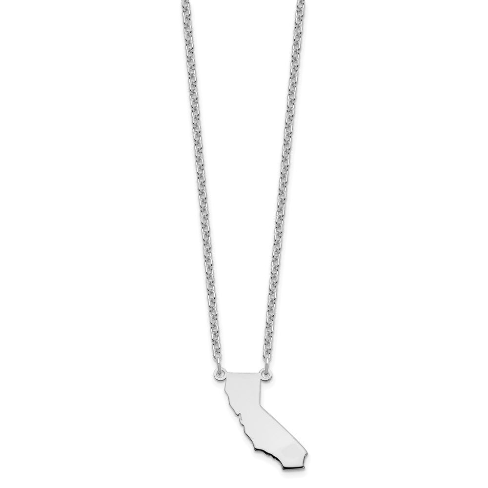 Sterling Silver/Rhodium-plated California State Necklace