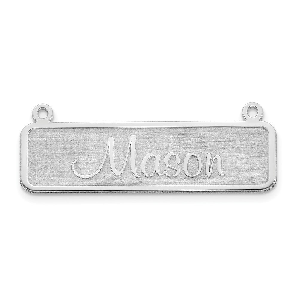 Sterling Silver/Rhodium-plated Satin Name Plate Bar