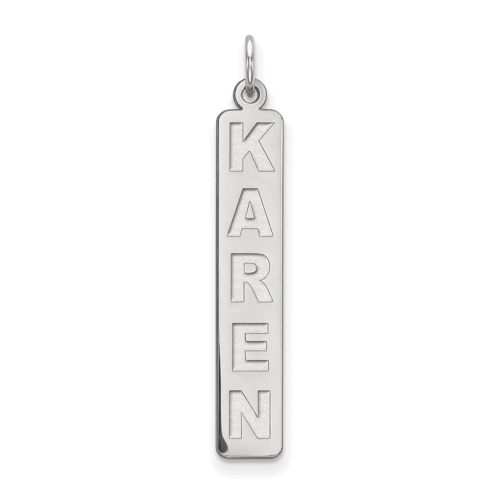 10k White Gold Large Arial Black New Font Bar Charm