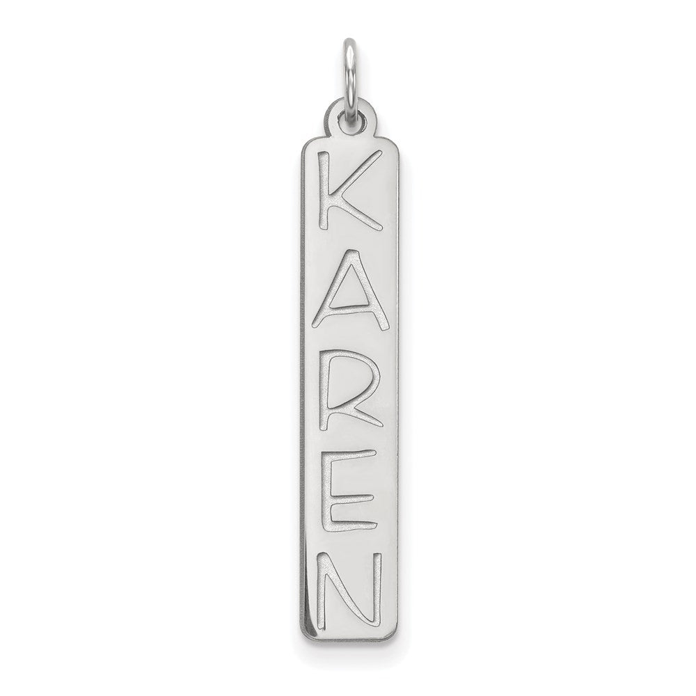 Sterling Silver/Rhodium-plated Large Garfield Font Bar Charm