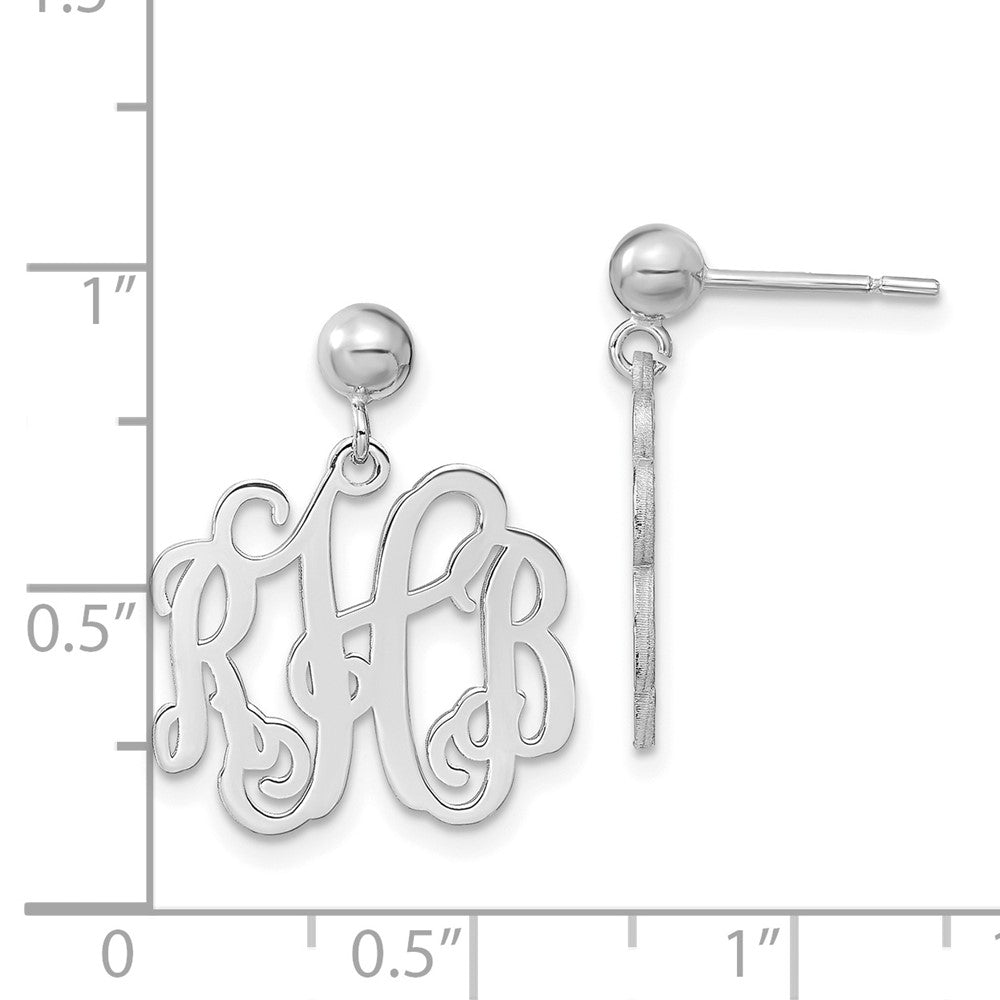 Sterling Silver/Rhodium-plated Monogram Dangle Earrings