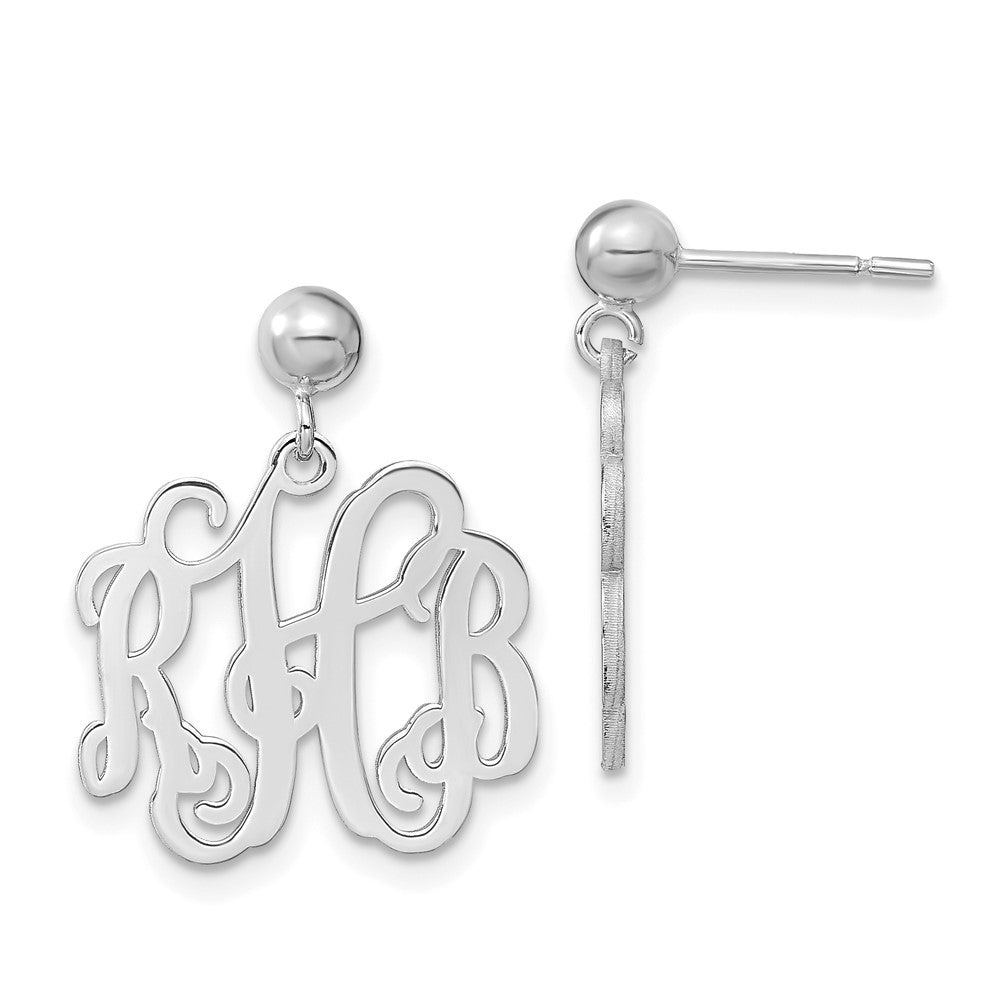 Sterling Silver/Rhodium-plated Monogram Dangle Earrings