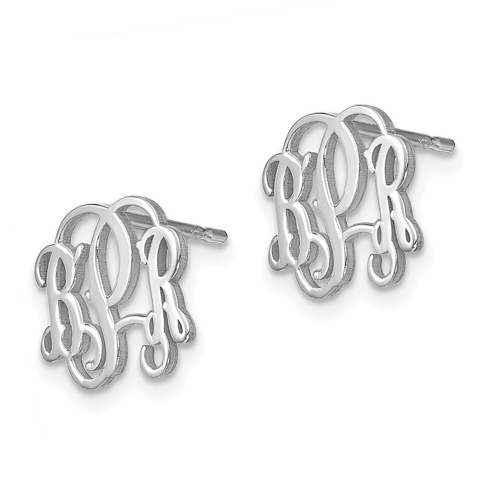 Sterling Silver/Rhodium-plated Monogram Post Earrings