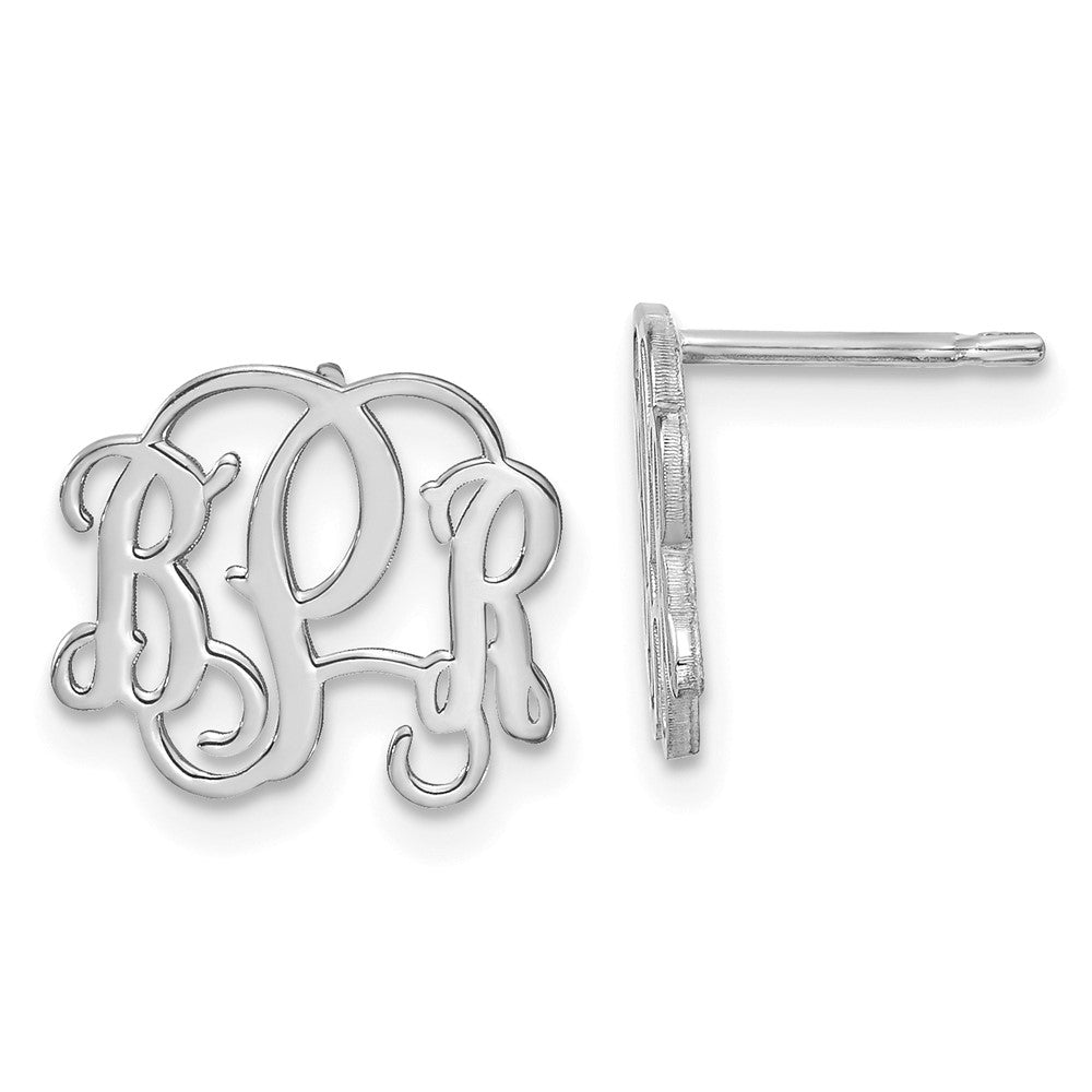 Sterling Silver/Rhodium-plated Monogram Post Earrings