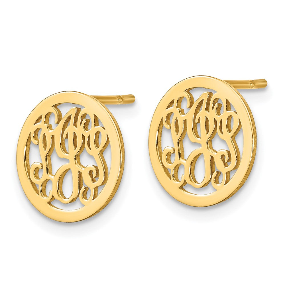 Sterling Silver/Gold-plated Small Round Monogram Post Earrings