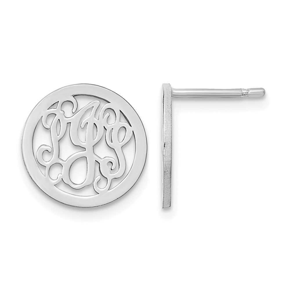 SSilver/Rhodium-plated Small Round Monogram Post Earrings