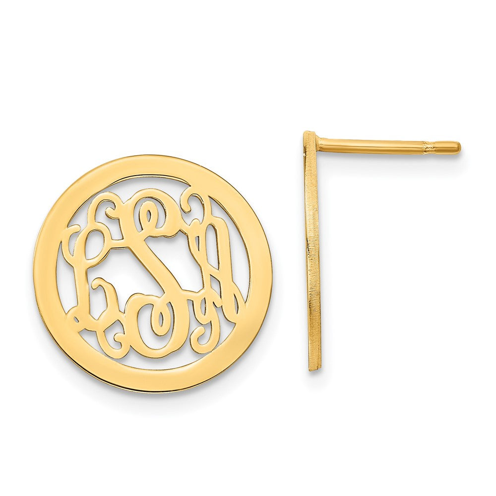 sterling Silver/Gold-plated Round Monogram Post Earrings