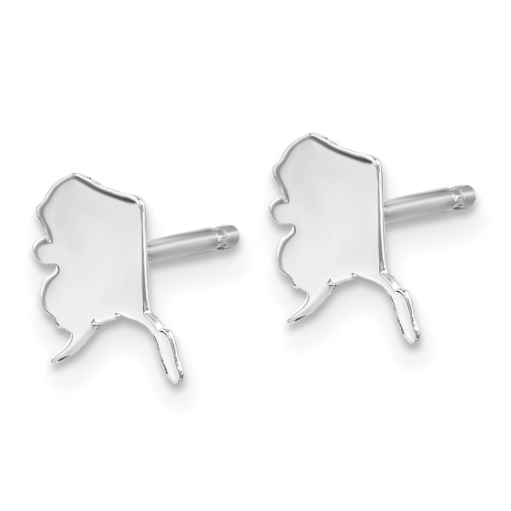 Sterling Silver/Rhodium-plated Alaska State Earrings