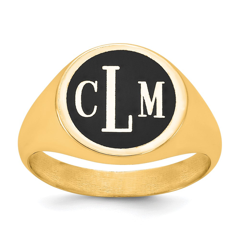 14k Yellow Gold with Epoxy Monogram Ring