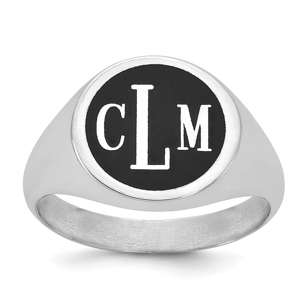 Sterling Silver/Rhodium-plated with Epoxy Monogram Ring