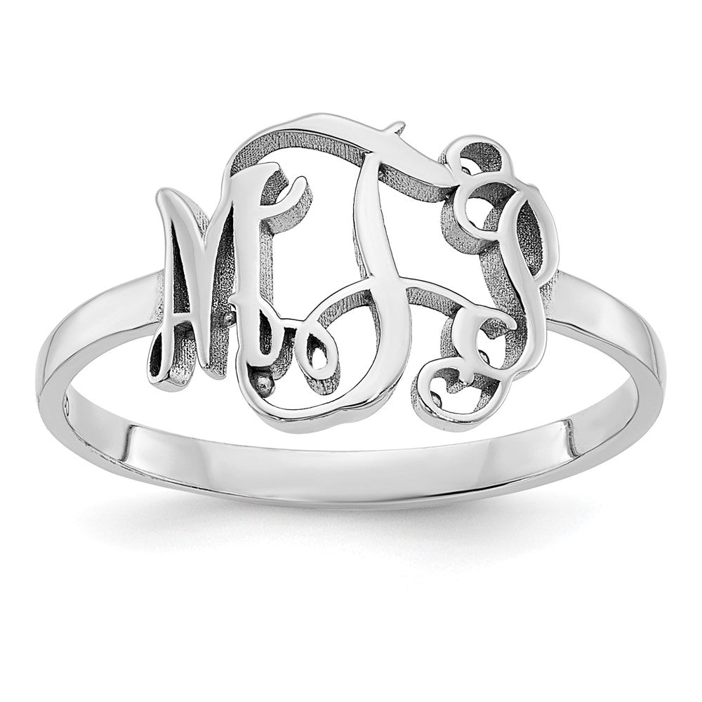 Sterling Silver/Rhodium-plated Monogram Ring