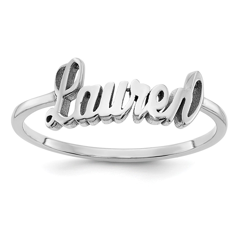 Sterling Silver/Rhodium-plated Name Plate Ring