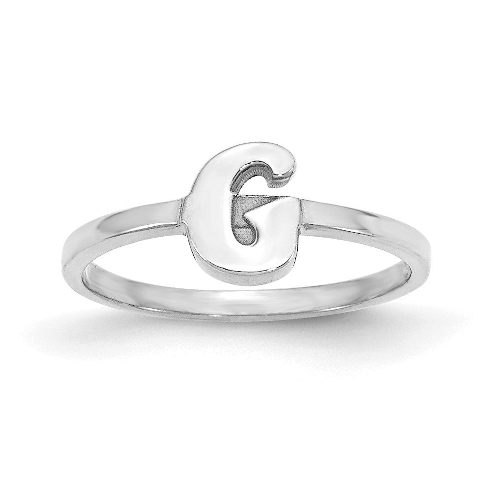 Sterling Silver/Rhodium-plated Script or Block Font Initial Ring