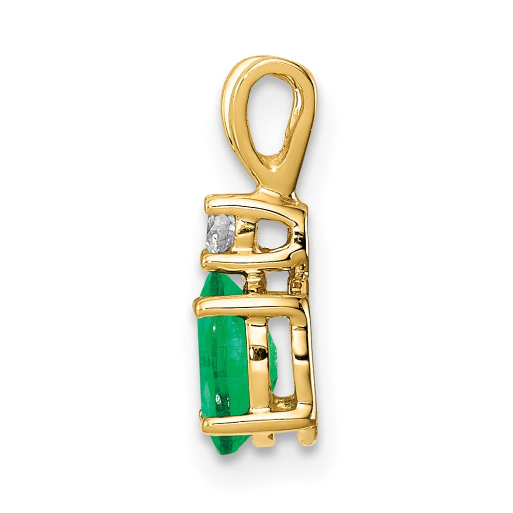 14k 6x Oval Emerald VS Diamond pendant