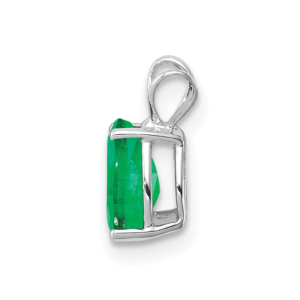 14k White Gold 7x Pear Emerald Pendant