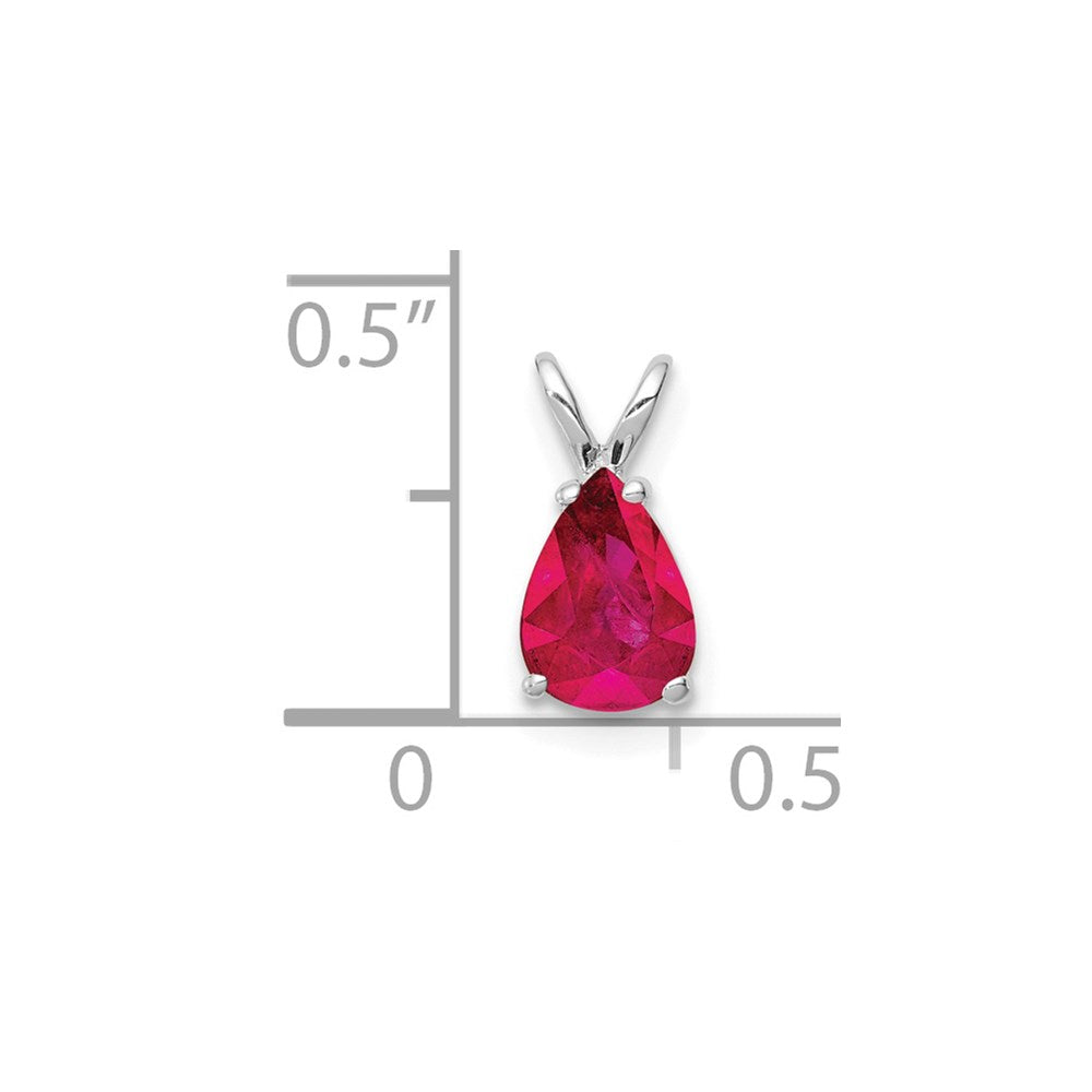 14k White Gold 7x Pear Ruby Pendant