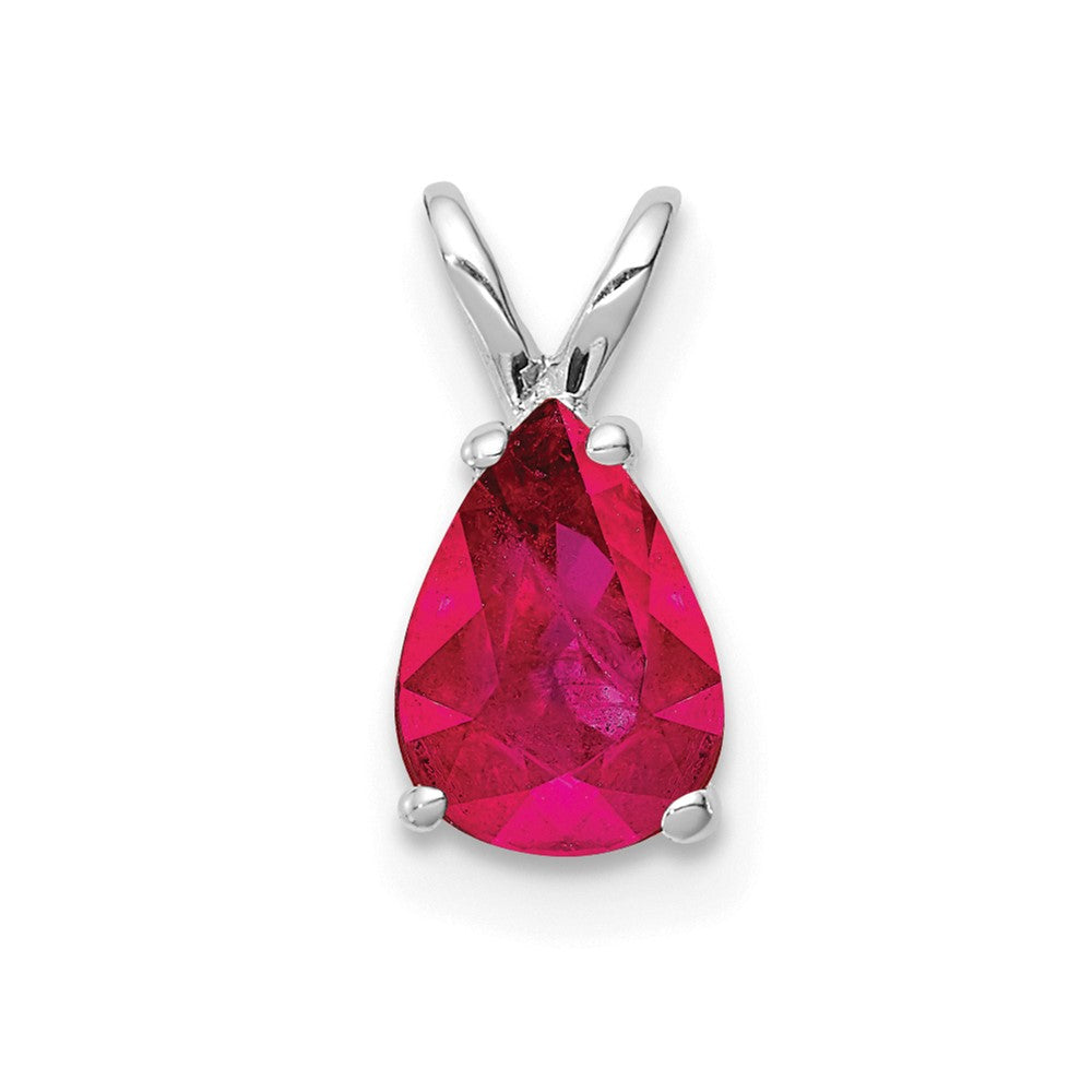 14k White Gold 7x Pear Ruby Pendant