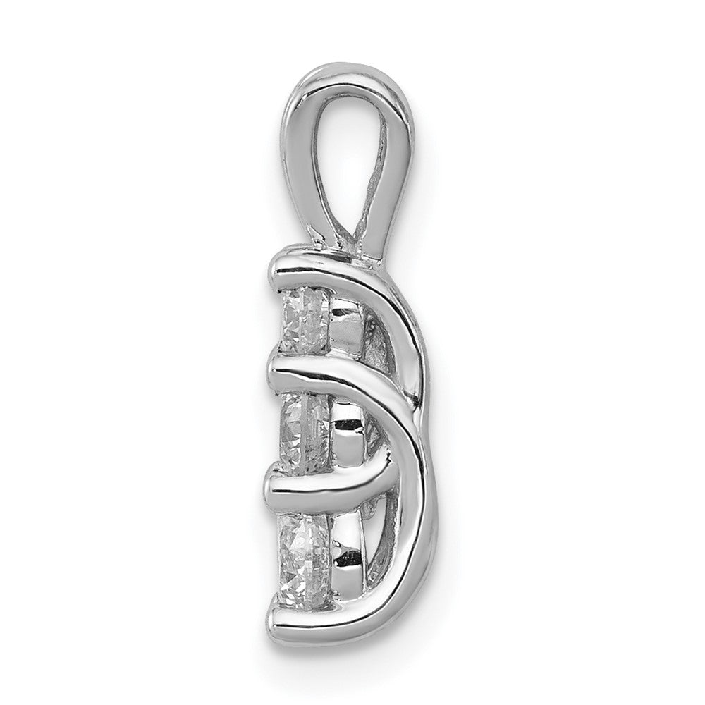 14k White Gold Complete 1/2 carat Three-stone AAA Diamond Pendant