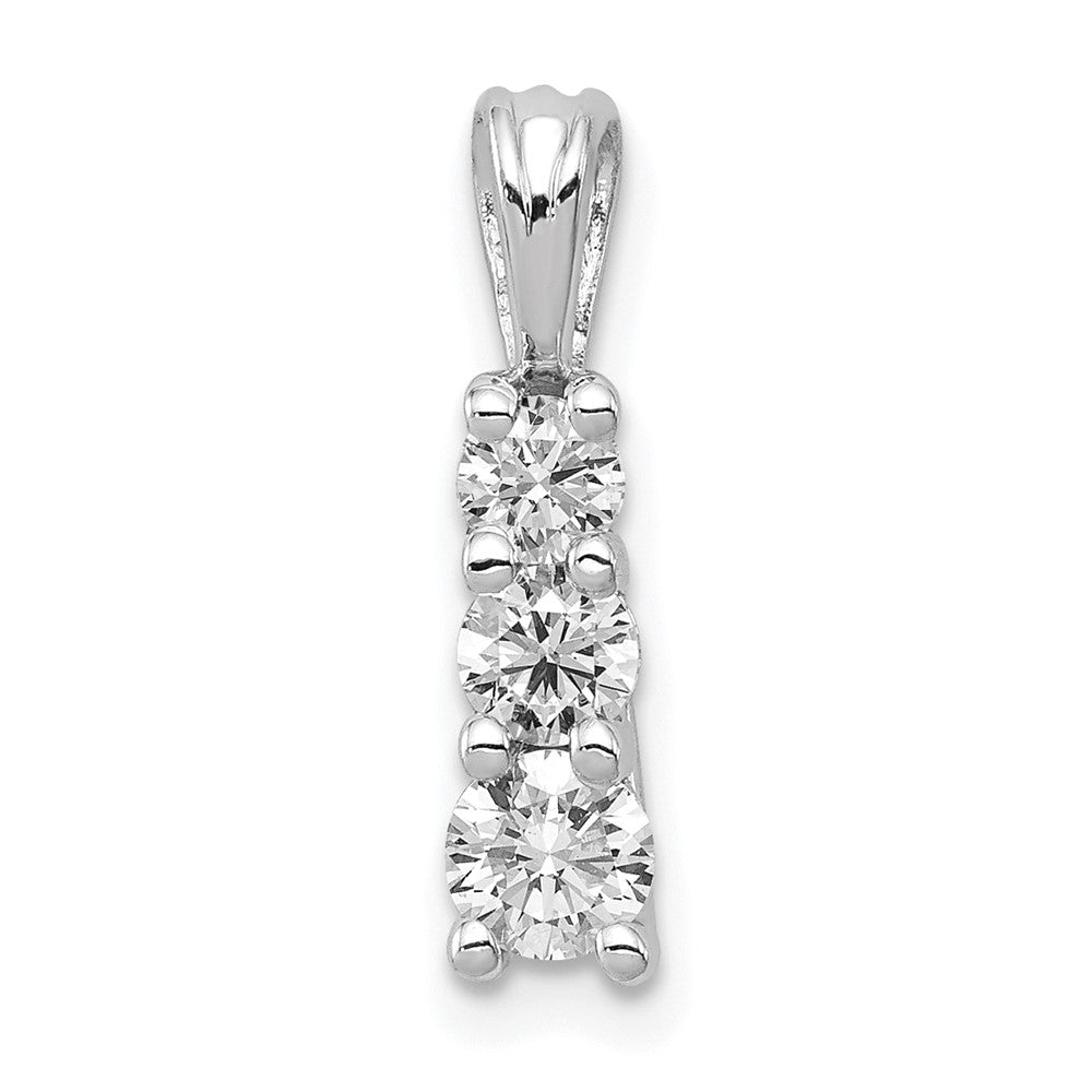 14k White Gold A Diamond Small Three Stone Pendant