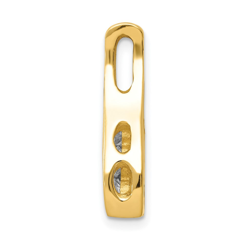 14k Complete 3/8 carat Three-Stone A Diamond Curved Bar Chain Slide