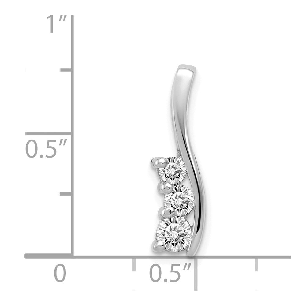 14k White Gold Complete 3/8 carat Three-Stone AA Diamond Curved Bar Chain Slide