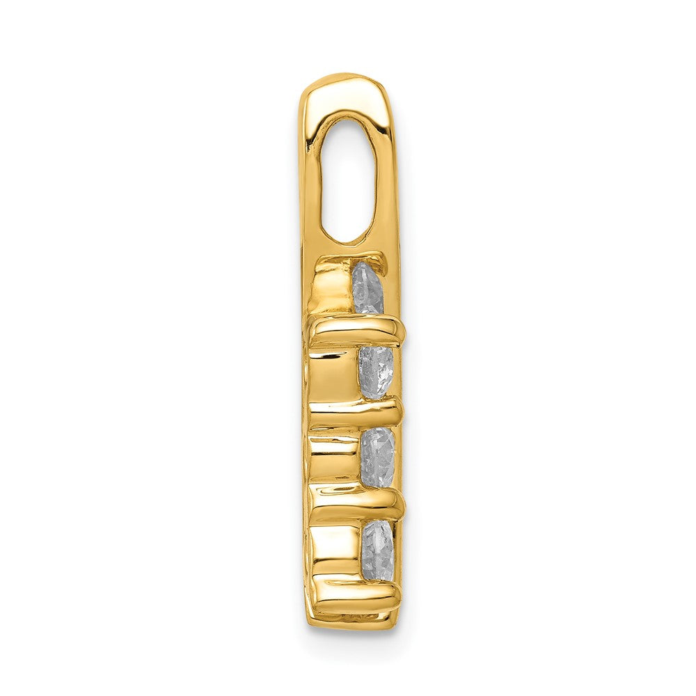 14k Complete 7/8 carat Three-Stone VS Diamond Curved Bar Chain Slide