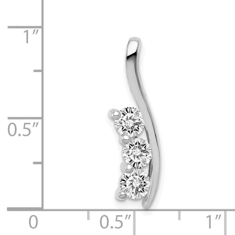14k White Gold Complete 7/8 carat Three-Stone VS Diamond Curved Bar Chain Slide