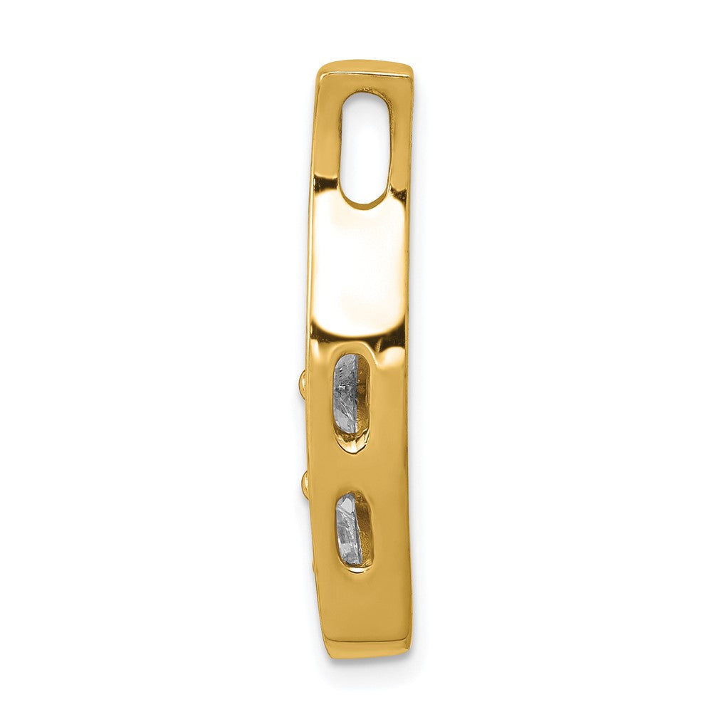 14k Complete 1.5 carat Three-Stone AAA Diamond Curved Bar Chain Slide