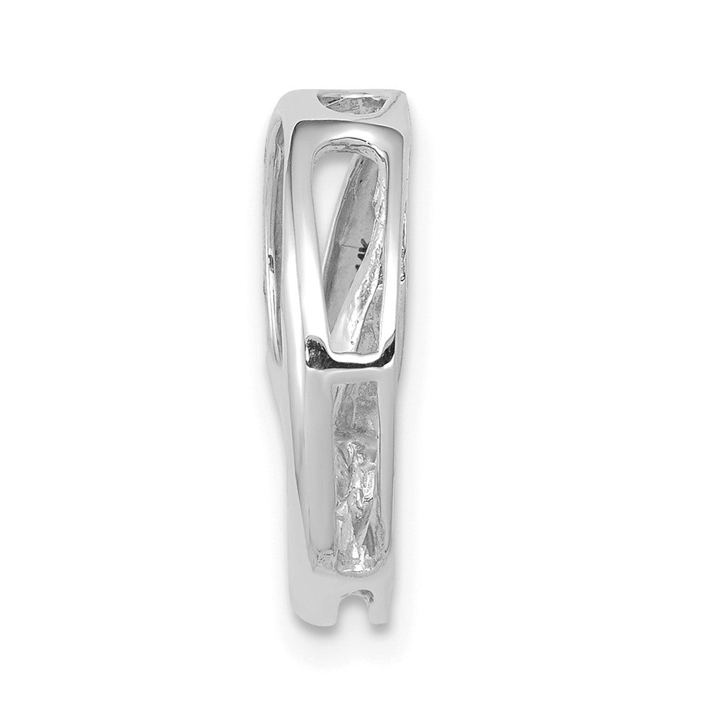 14k White Gold Complete 3- AAA Diamond Three-Stone Circle Chain Slide